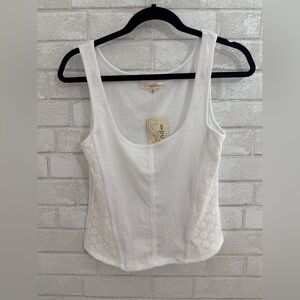 White Sleeveless Corset Top with flower details Size L #1869